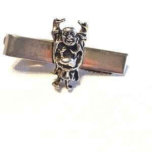 Vintage Silver-Toned Buddha Tie Clip